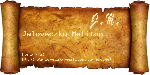 Jaloveczky Meliton névjegykártya